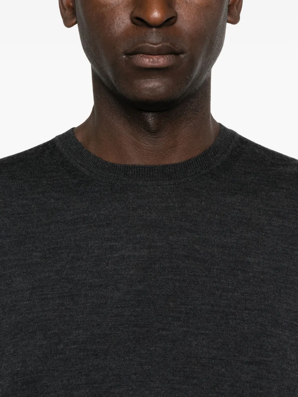 Alpha Studio Merino Crew-neck Sweater In Gray