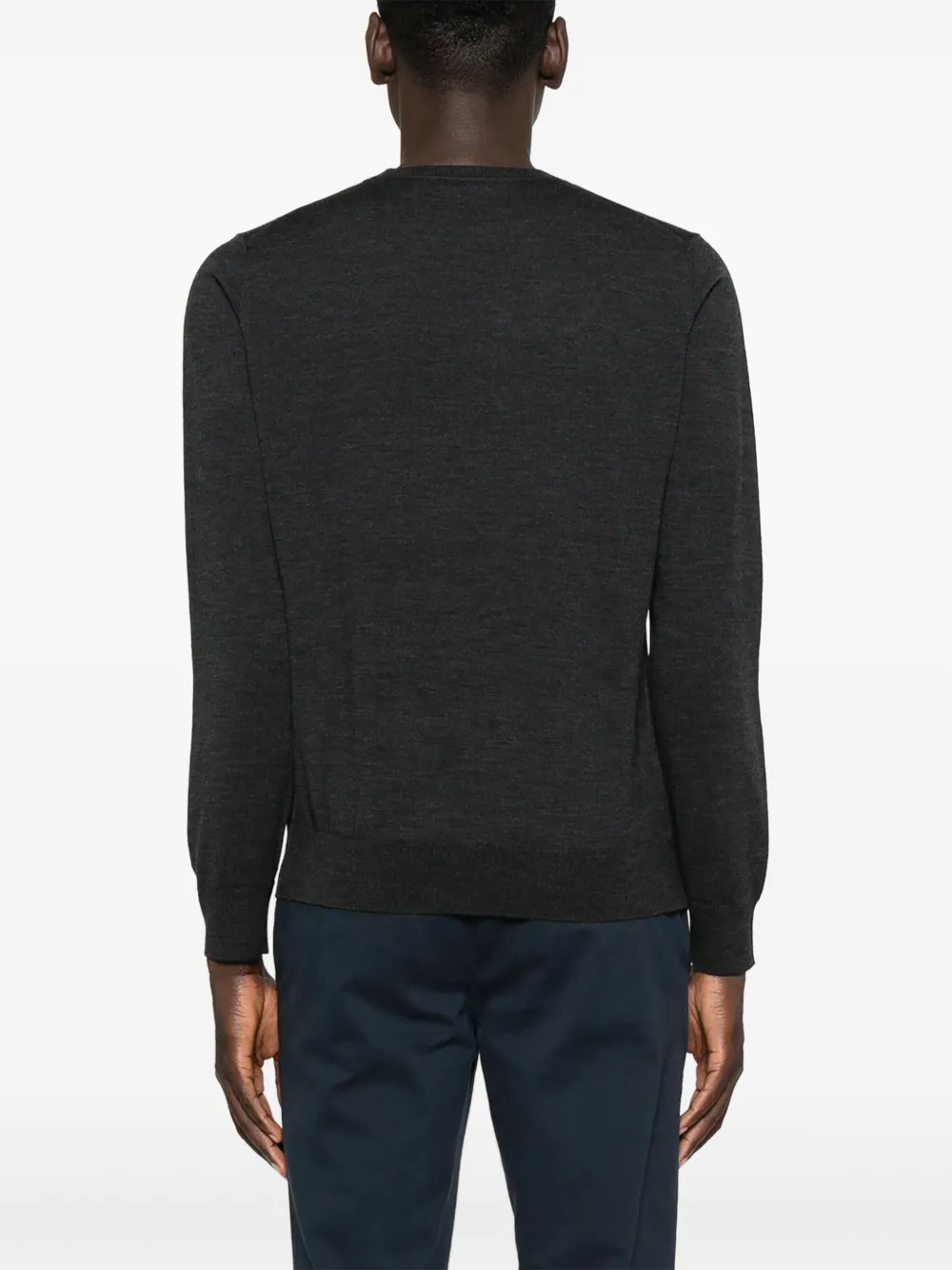 Alpha Studio Merino Crew-neck Sweater In Gray