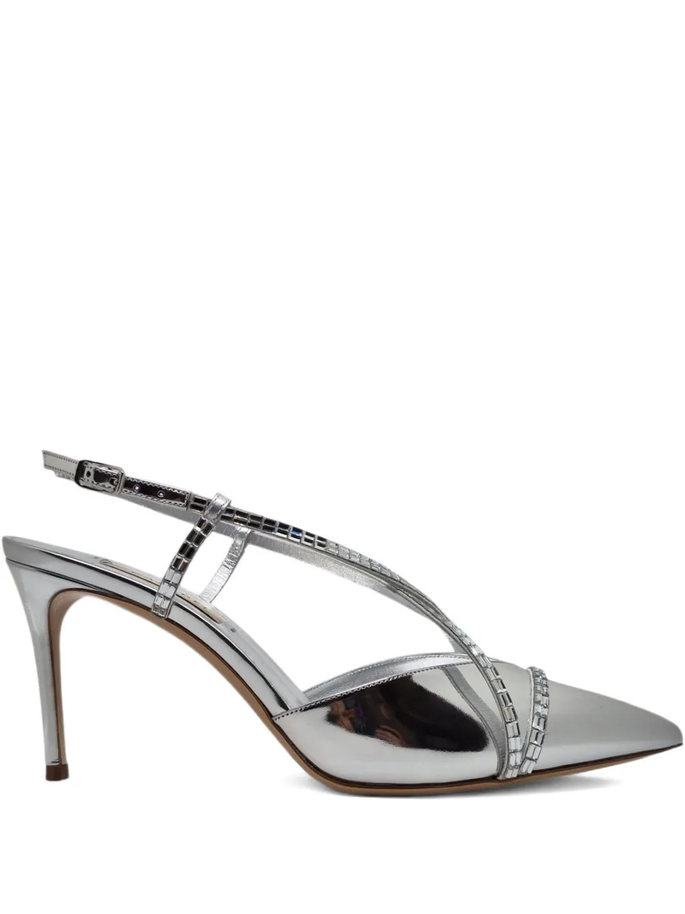 Casadei crystal-embellished slingback pumps Silver