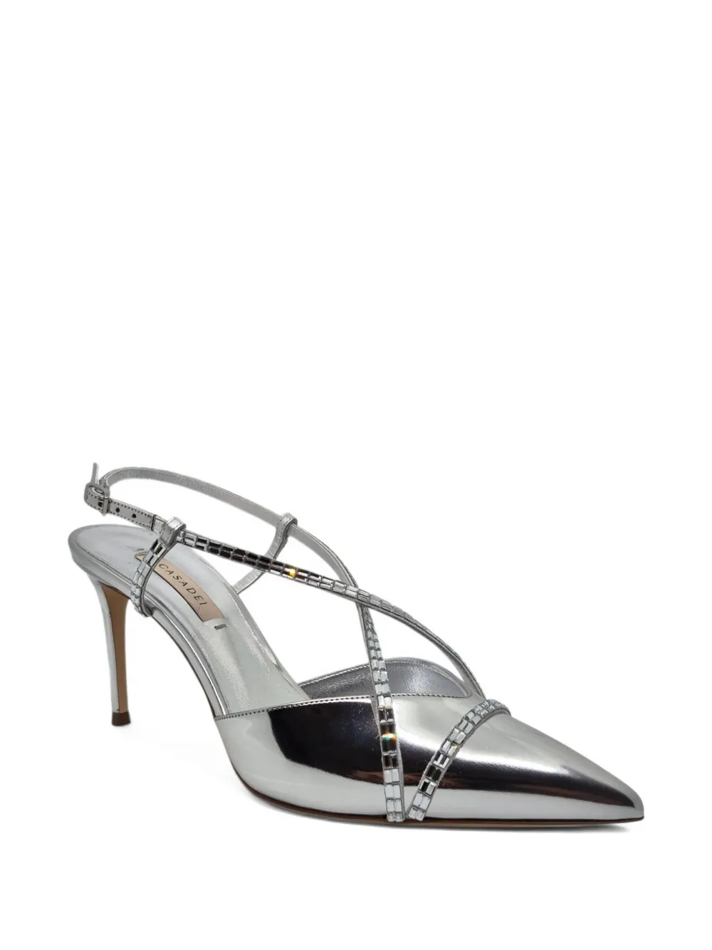 Casadei crystal-embellished slingback pumps Silver