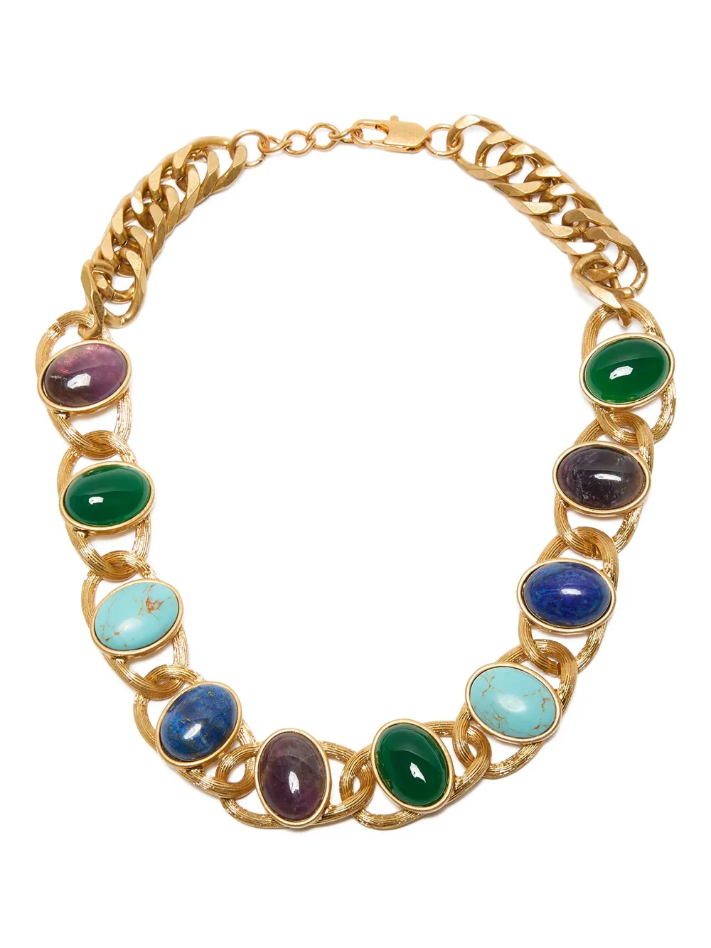 Maliparmi Chain-link Gemstone Necklace In Gold