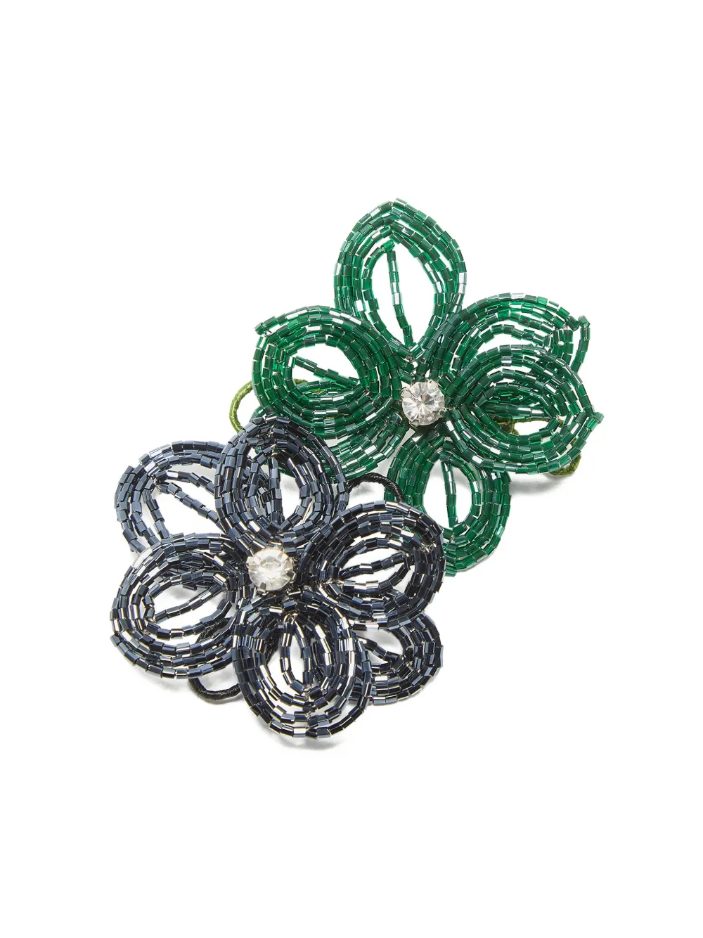 MALIPARMI beaded-flower brooch - Groen