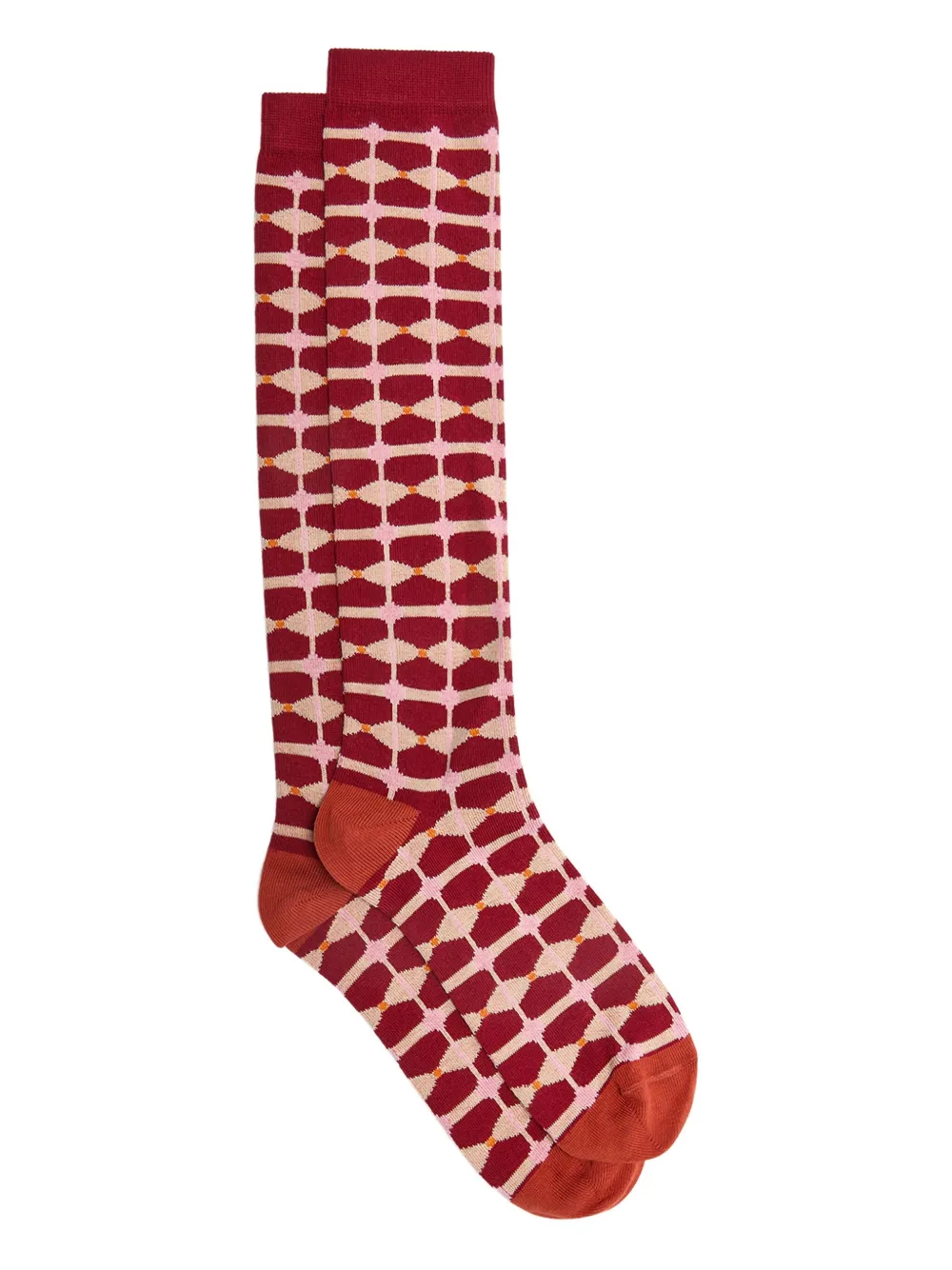 MALIPARMI geometric-pattern knee-high socks - レッド MALIPARMI geometric-pattern knee-high socks - レッド