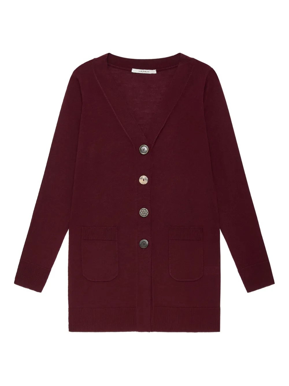 Maliparmi Button Patch Pocket Cardigan In Burgundy