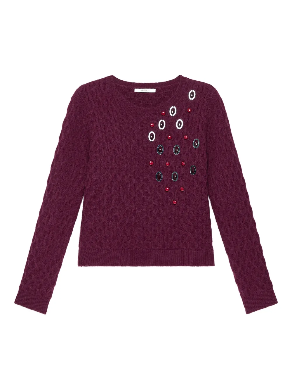 Maliparmi Embellished Cable-knit Sweater In Burgundy
