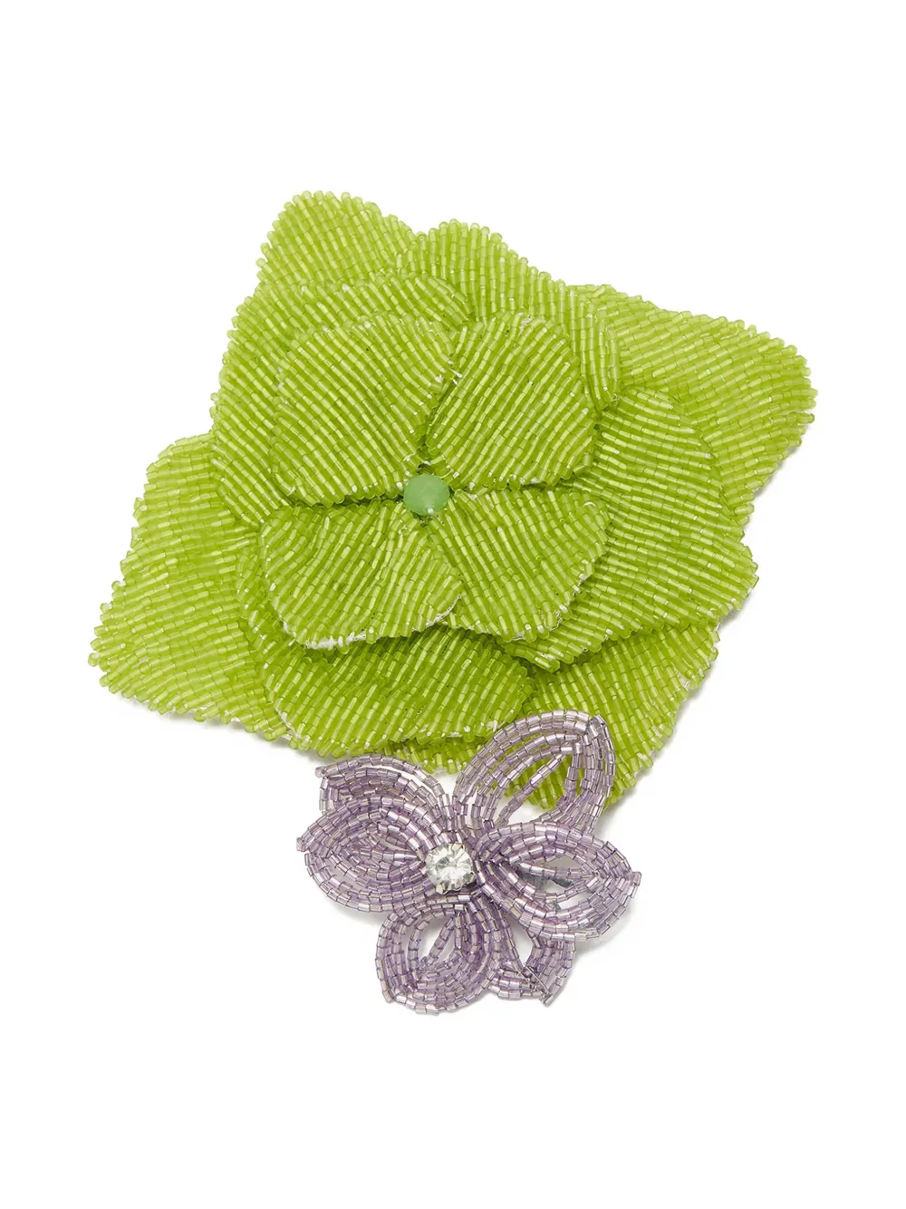 MALIPARMI beaded-flower brooch - Verde