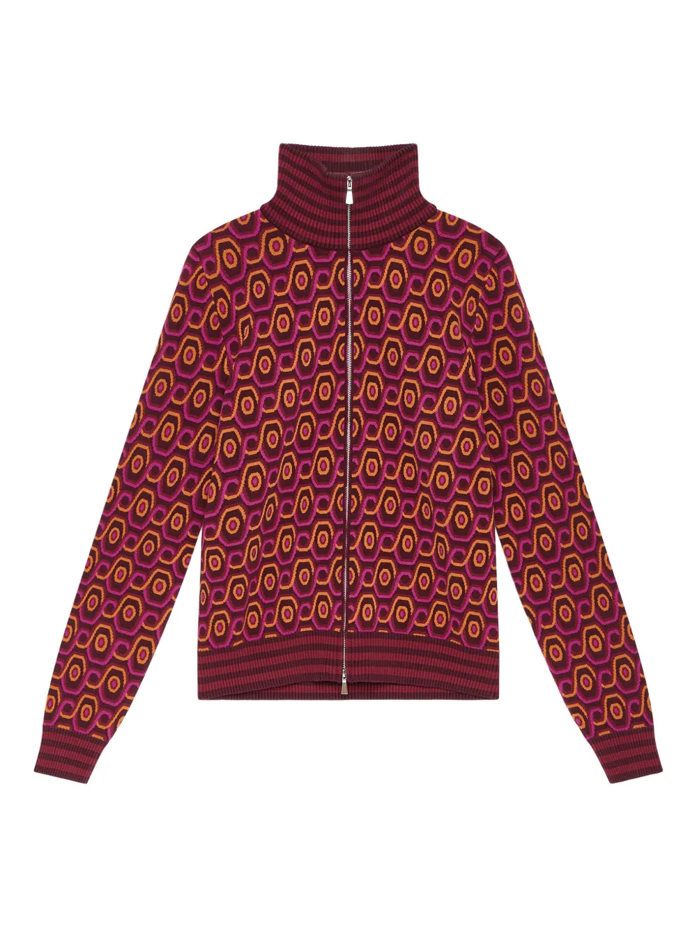 MALIPARMI geometric-pattern zip-up cardigan | Red | Image 1