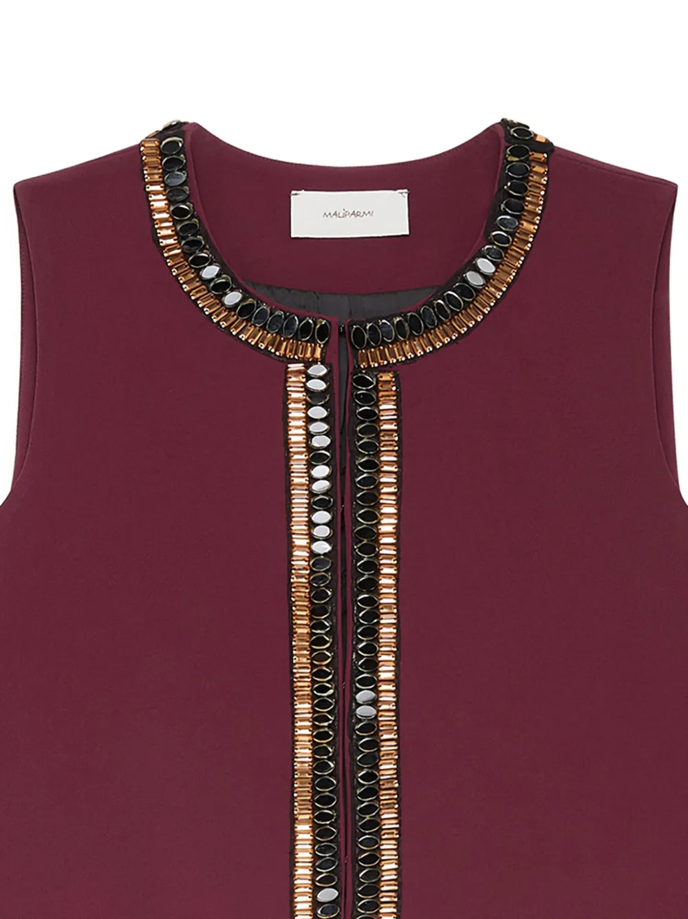  Maliparmi Embellished Sleeveless Jacket - Red 