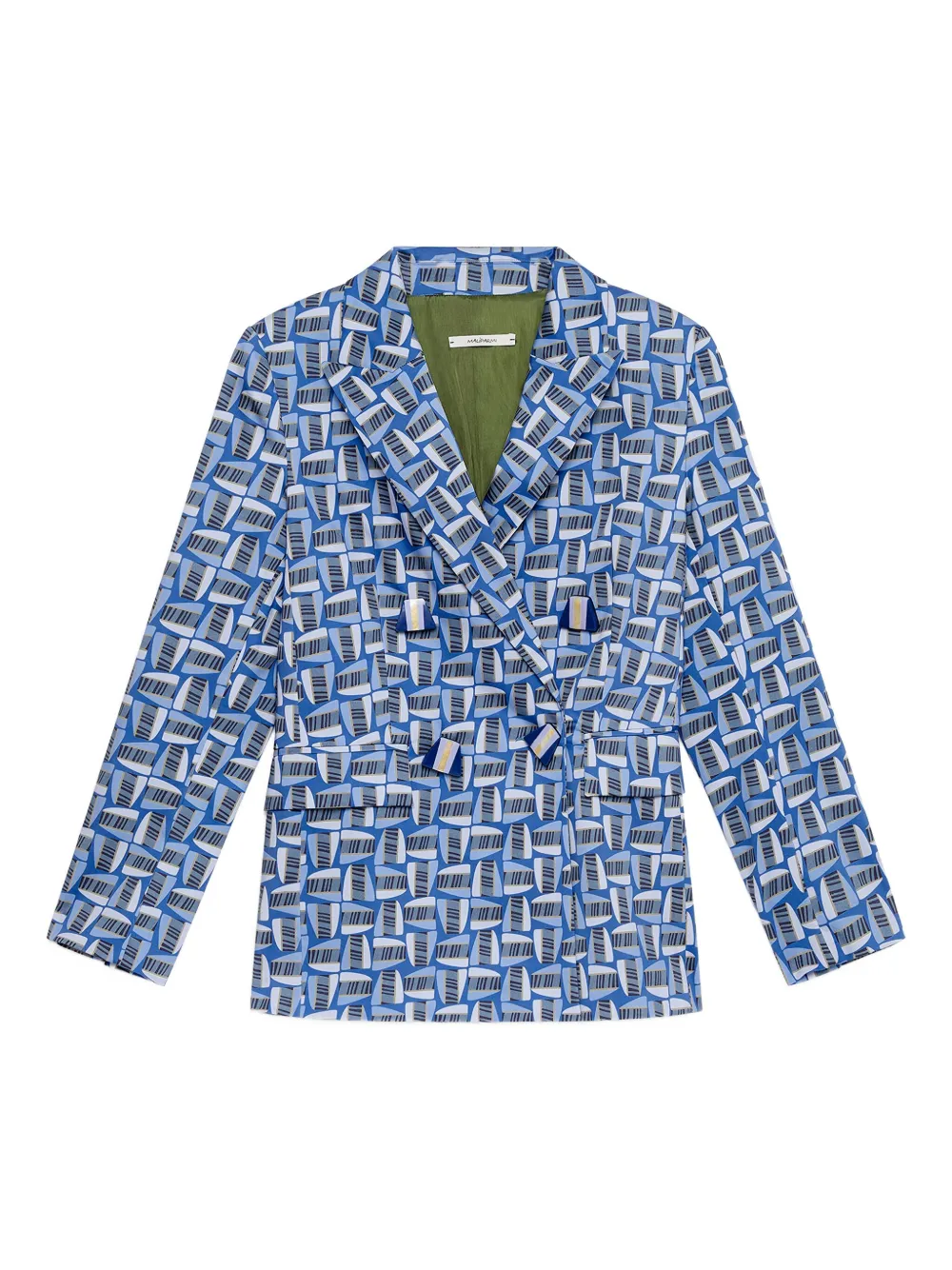 MALIPARMI geometric-print double-breasted blazer | Blue | Image 1