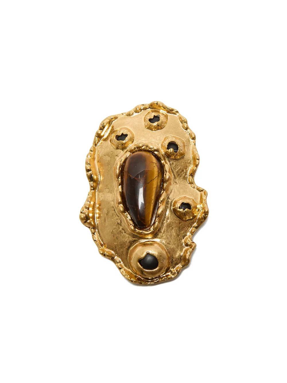 MALIPARMI tiger-eye embellishment brooch - Goud