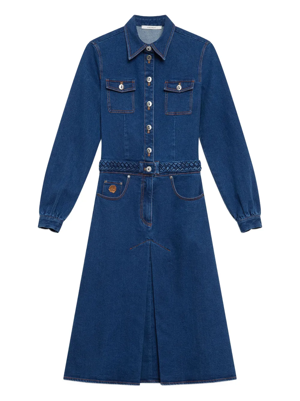 MALIPARMI braided-belt denim midi dress | Blue | Image 1
