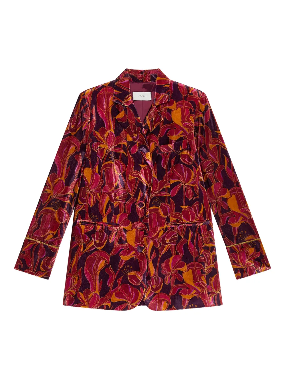 Maliparmi Floral Velvet Blazer In Red