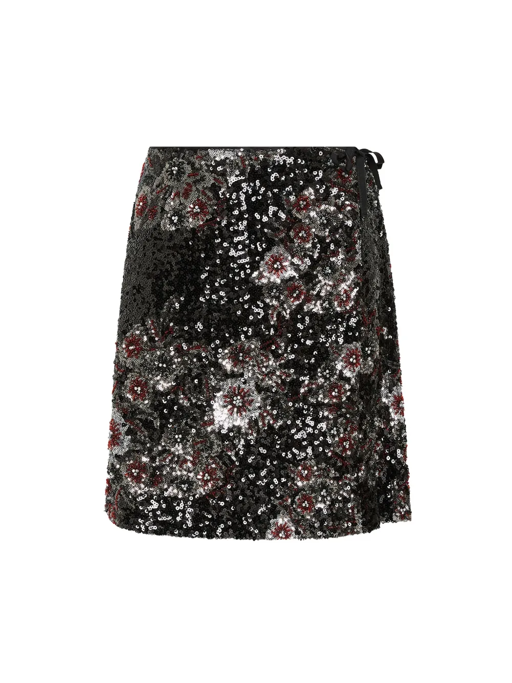 Maliparmi Sparkling Flowers Wrap Mini Skirt In Black