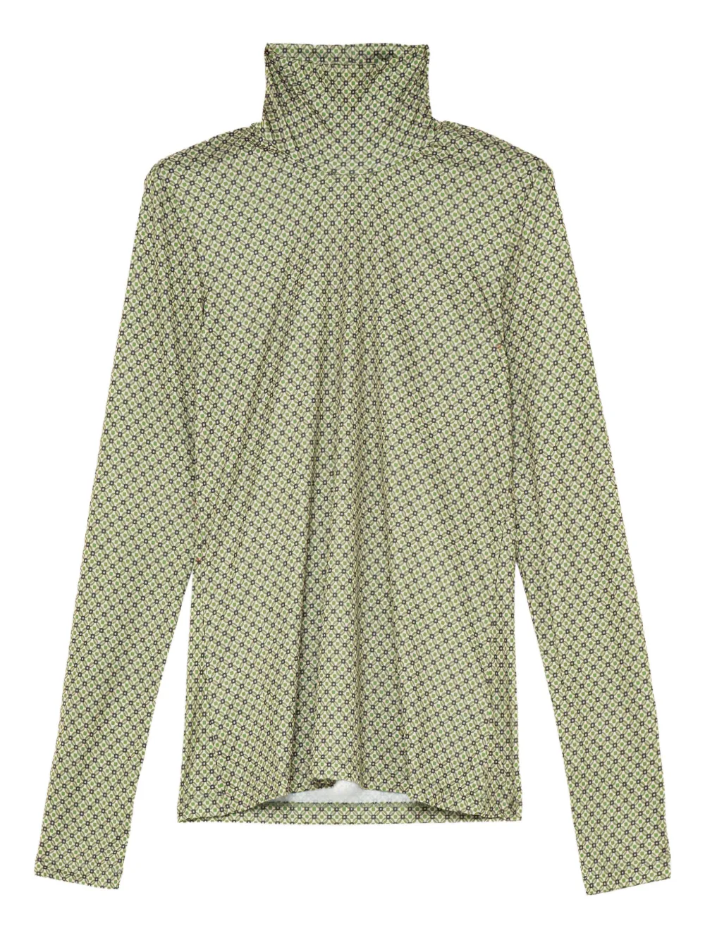 MALIPARMI geometric-print turtleneck T-shirt | Green | Image 1