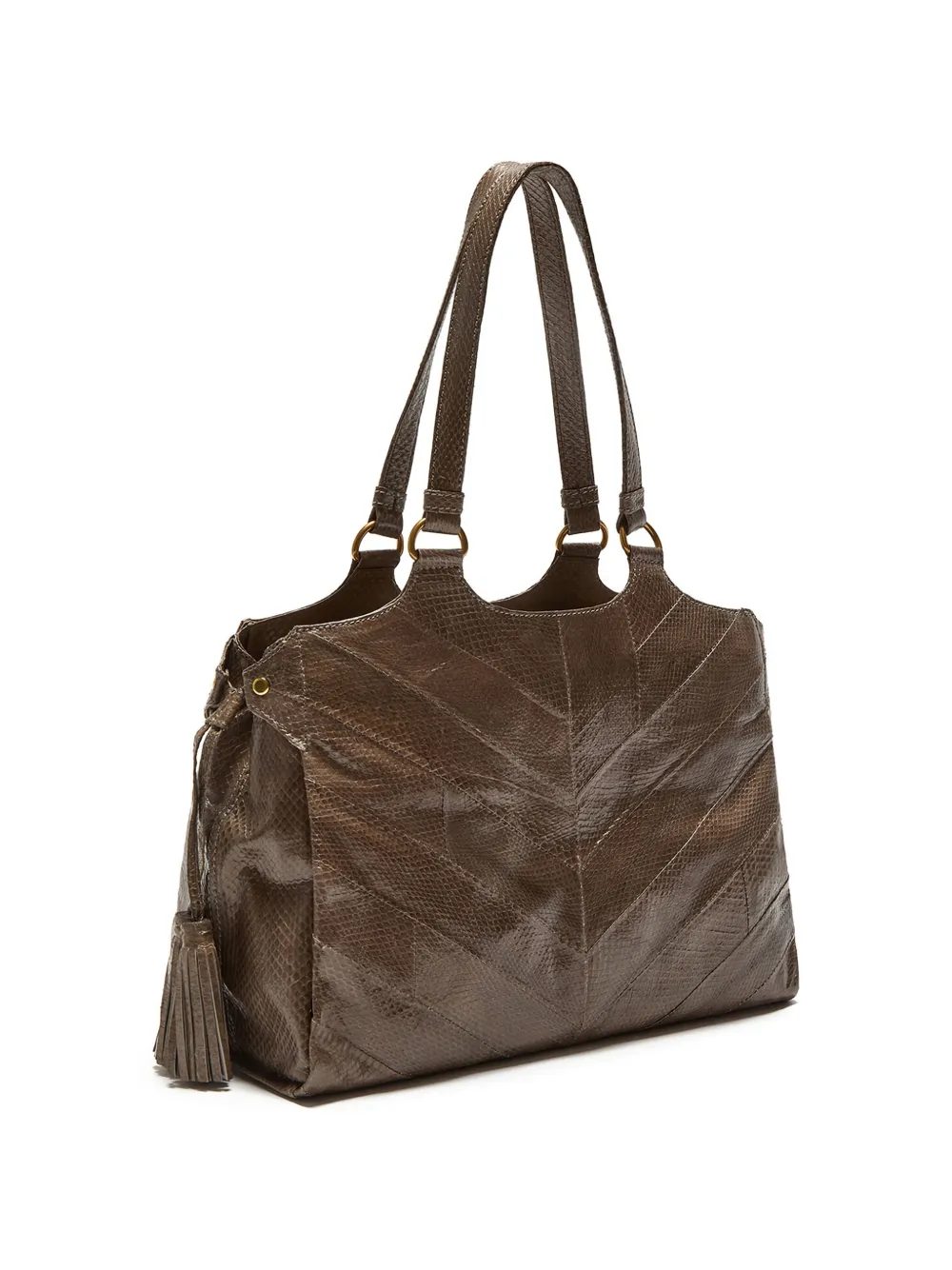  Maliparmi Tassel-detail Chevron Shoulder Bag - Brown 