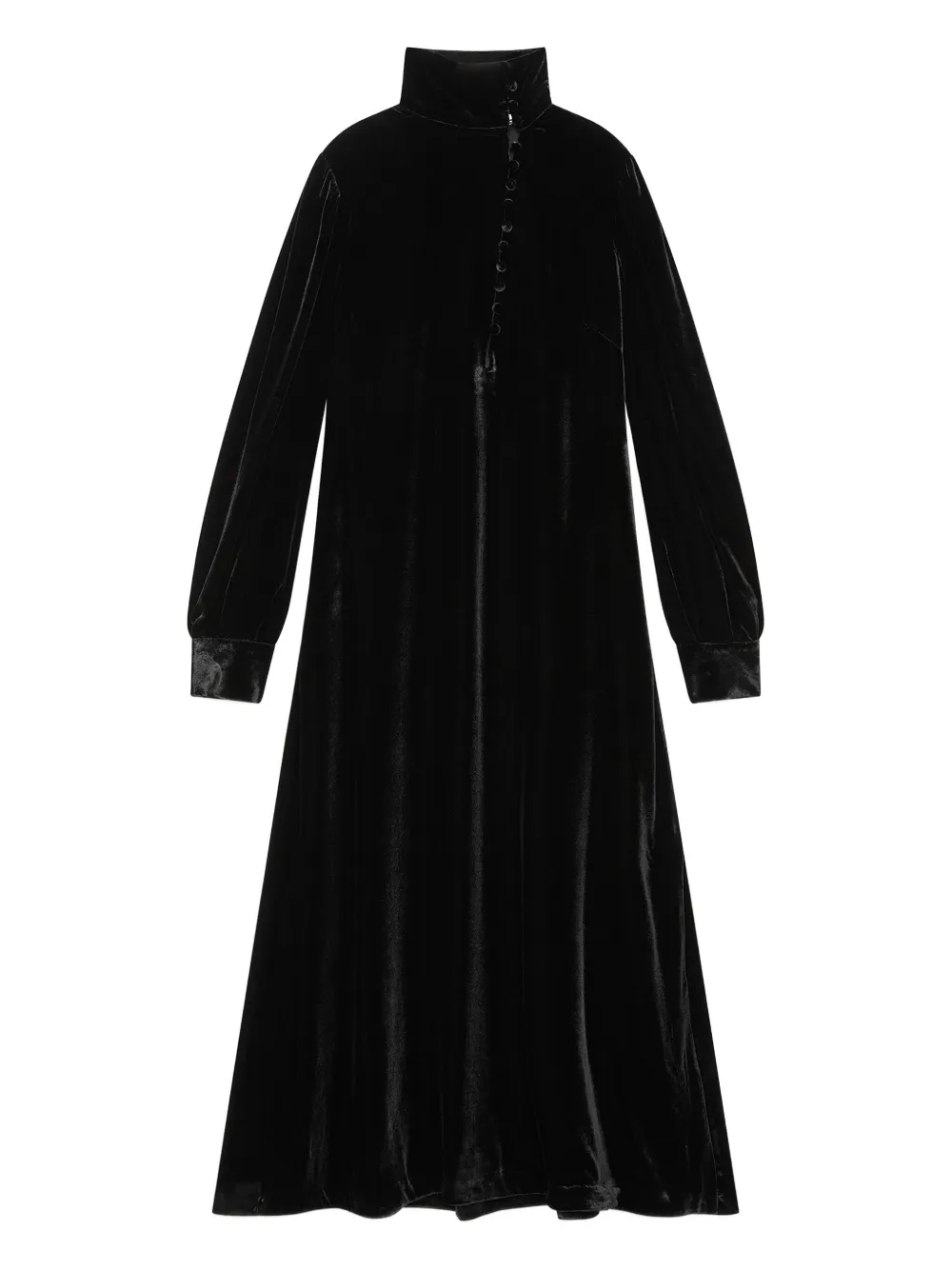 MALIPARMI high-neck button-front velvet maxi dress | Black | Image 1