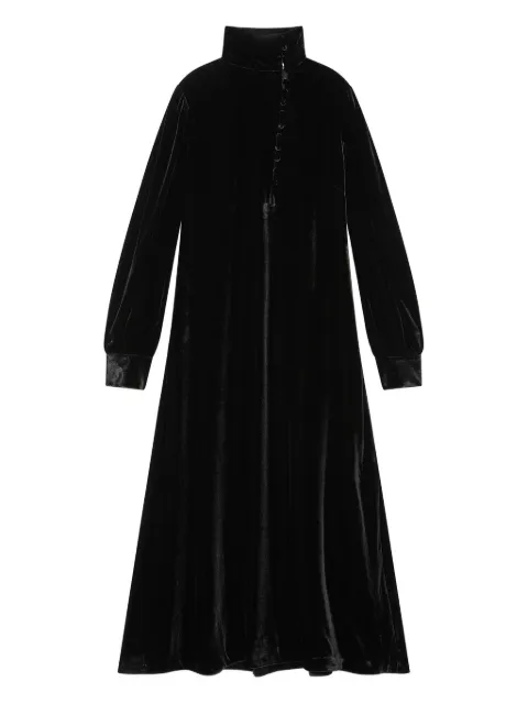 MALIPARMI high-neck button-front velvet maxi dress