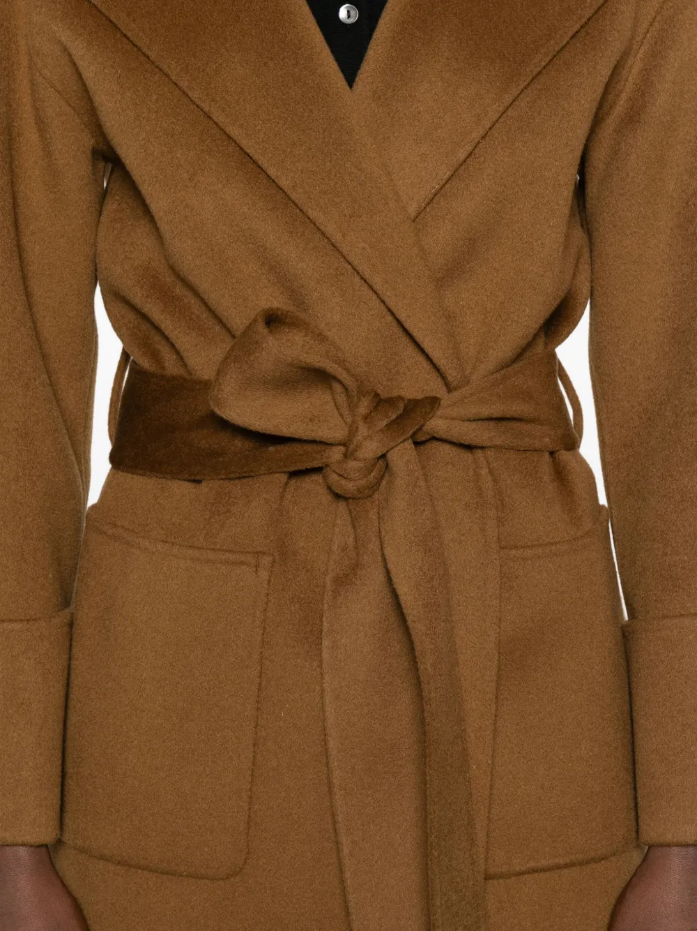 Alpha Studio Hooded Belted Coat In Brown