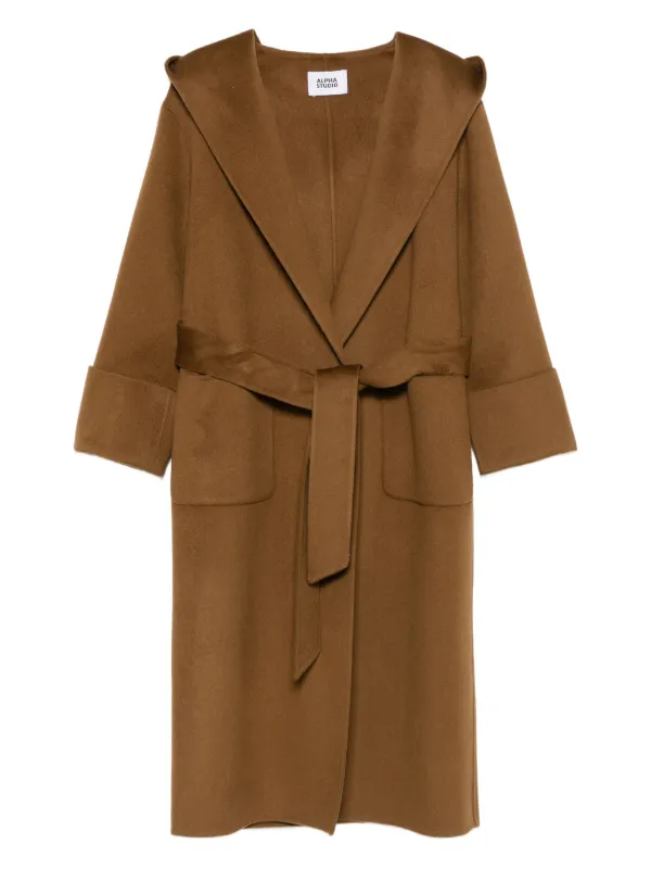 ALPHA STUDIO Cappotto Con Cappuccio Marrone FARFETCH IT
