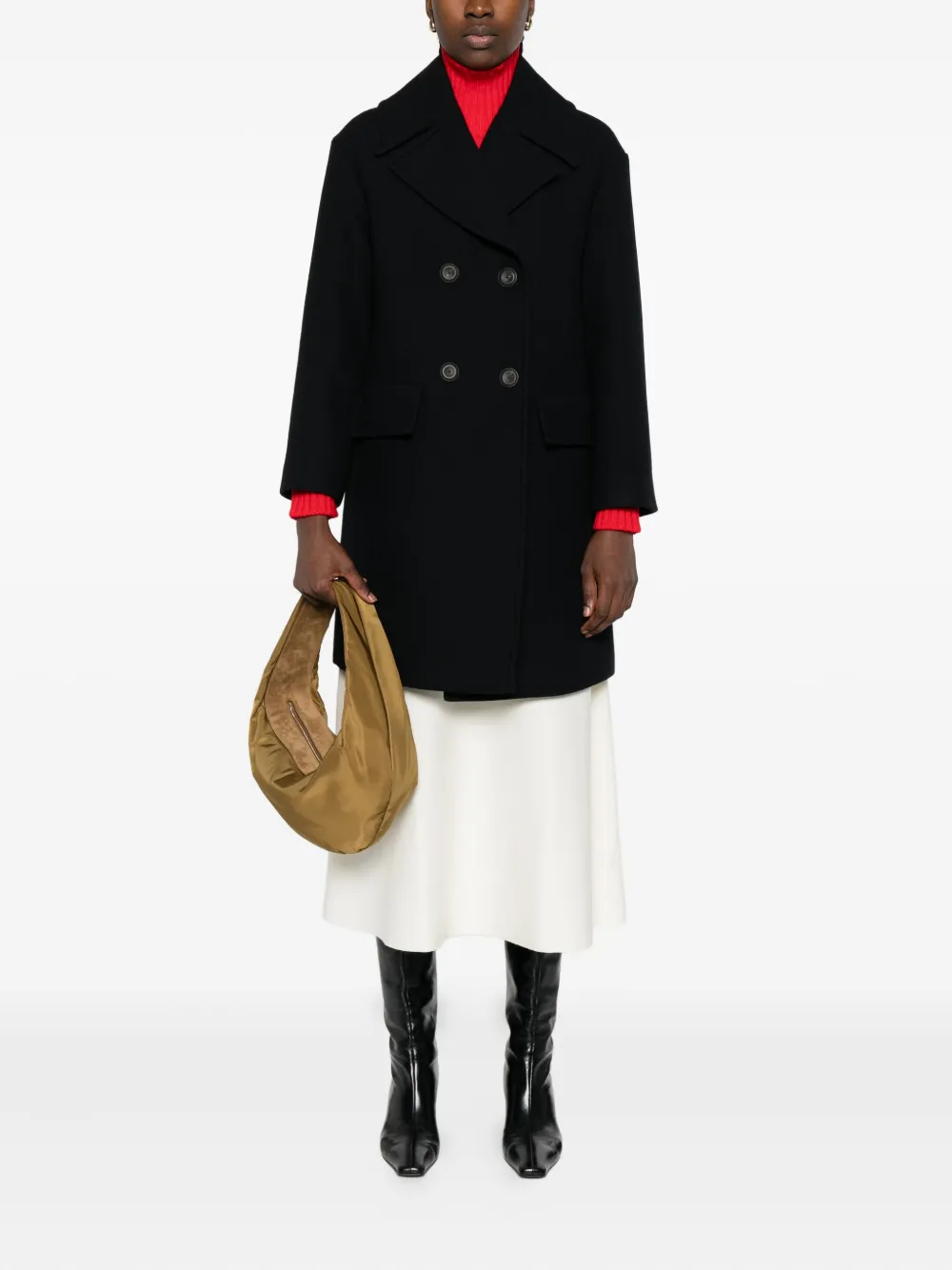 Alpha Studio Double-breasted Coat In Blue