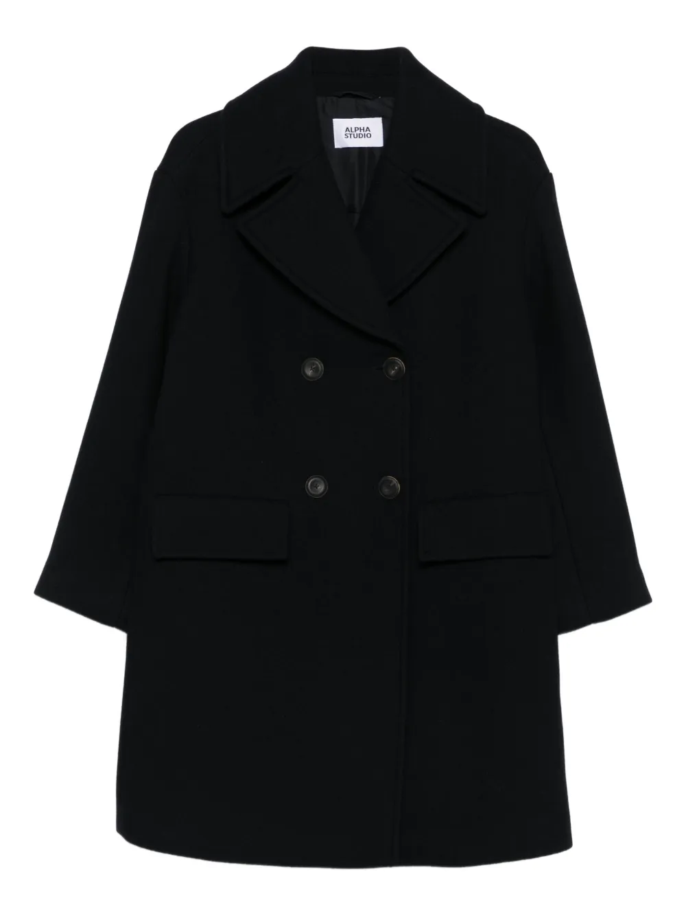 Alpha Studio Double-breasted Coat In Blue