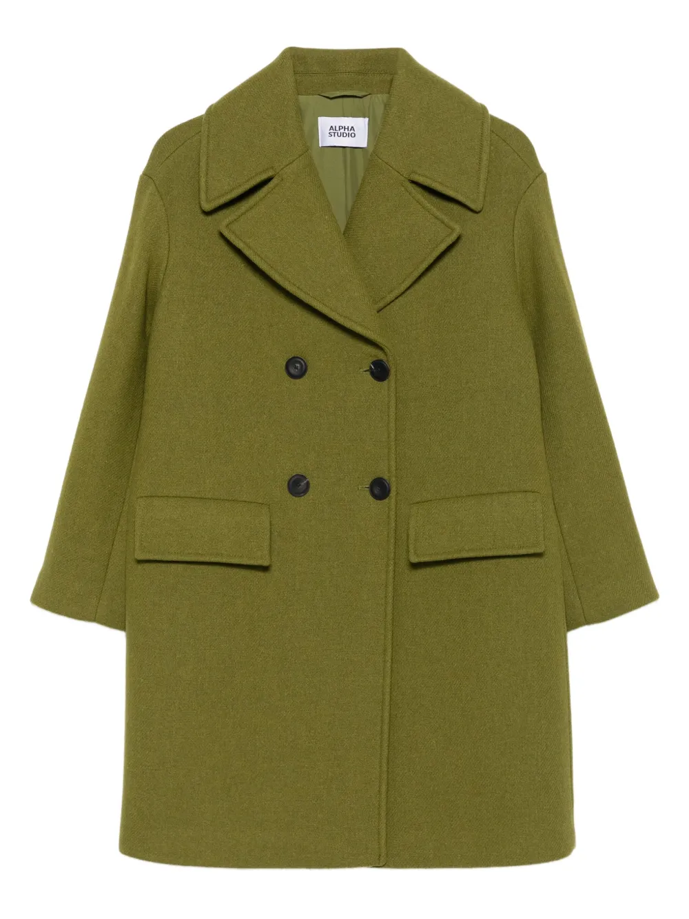 Alpha Studio Double-breasted Coat In Green