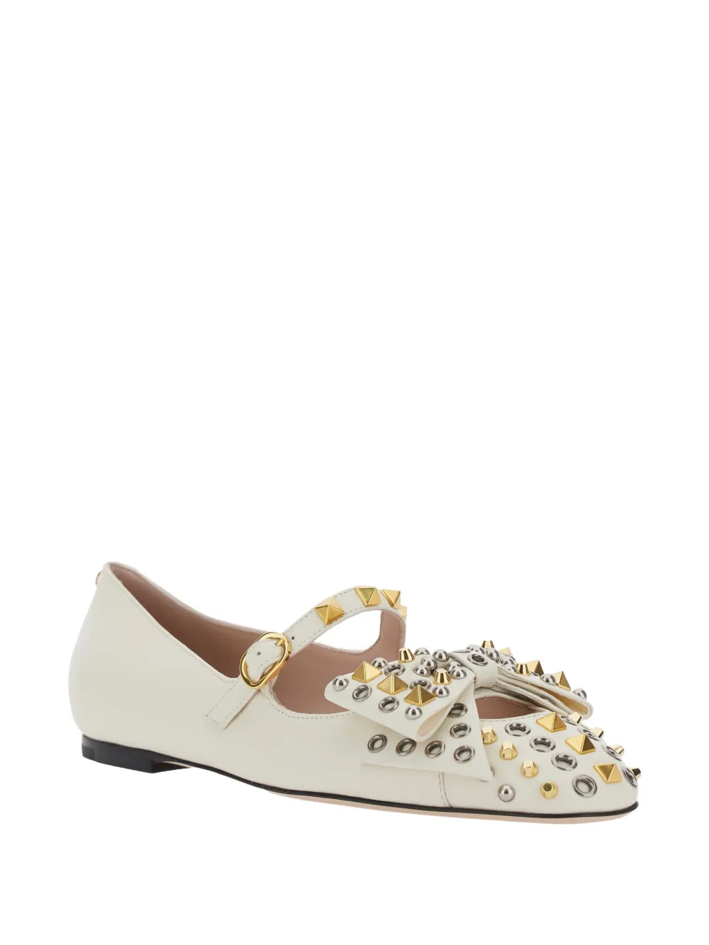 Valentino Garavani stud-embellishments leather ballet flats - Wit