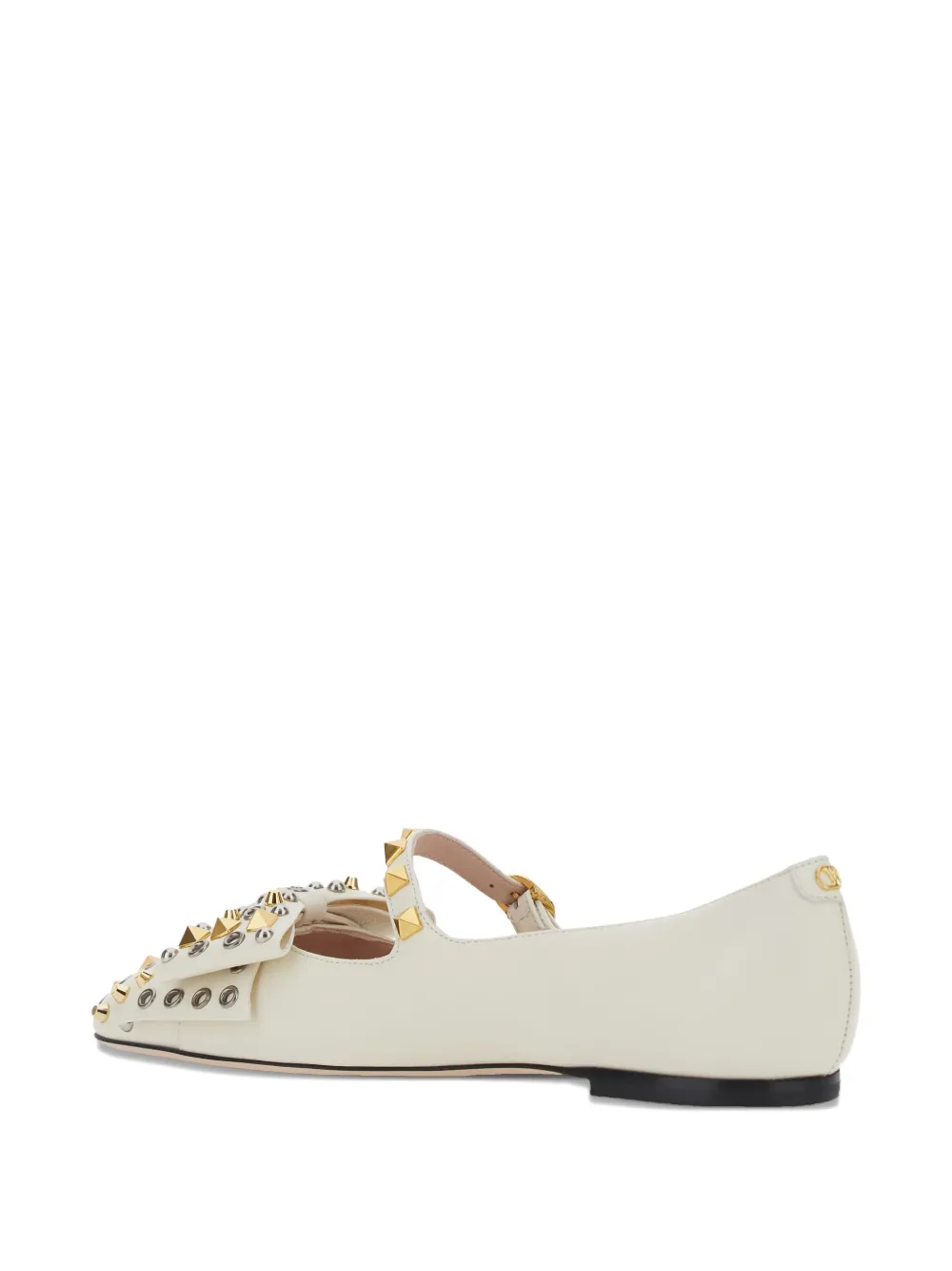 Valentino Stud-embellishments Leather Ballet Flats In White