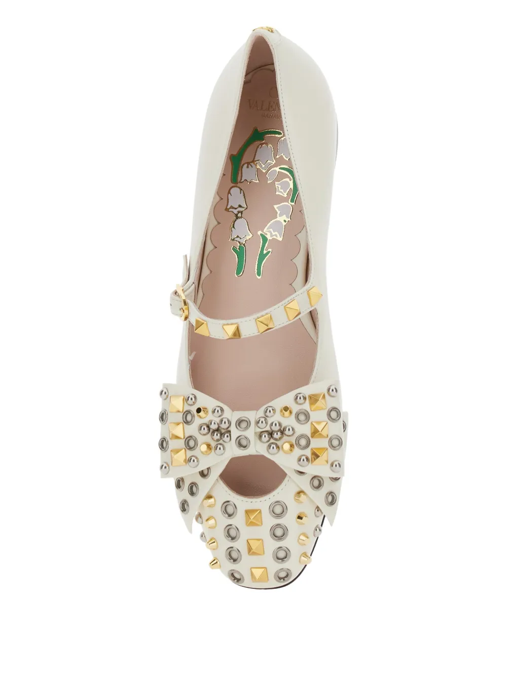 Valentino Garavani stud-embellishments leather ballet flats White