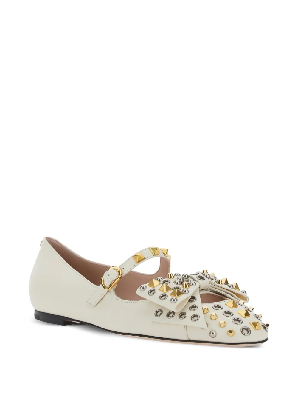 Valentino Garavani stud-embellishments leather ballet flats White