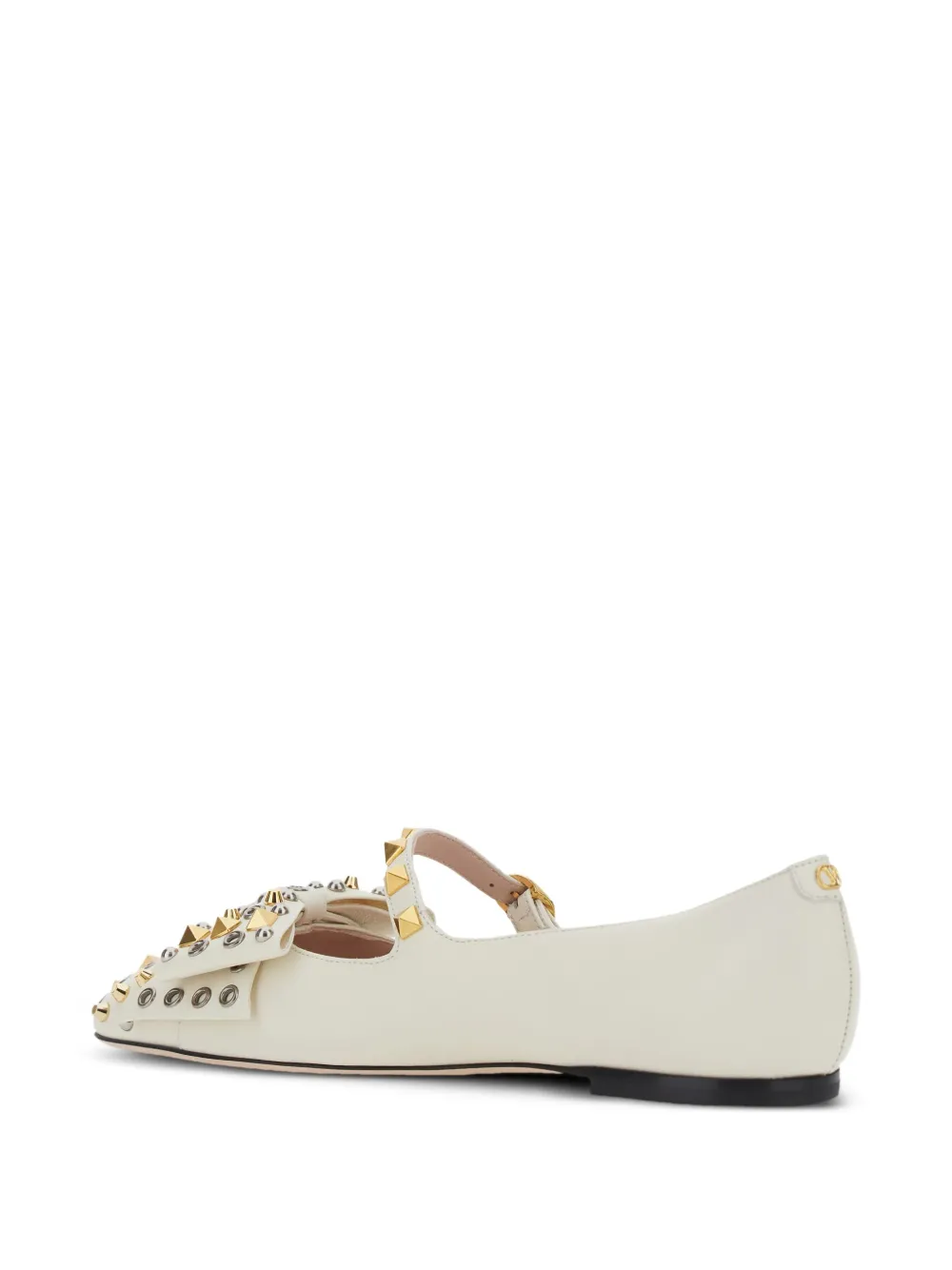Valentino Garavani stud-embellishments leather ballet flats White
