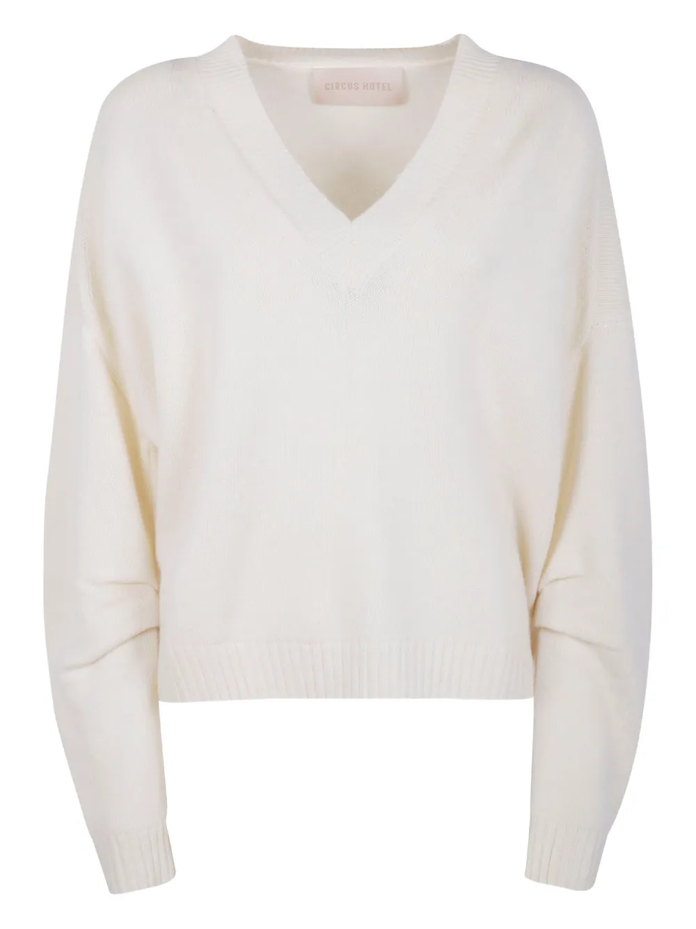 Circus Hotel V-neck Wool Jumper In White