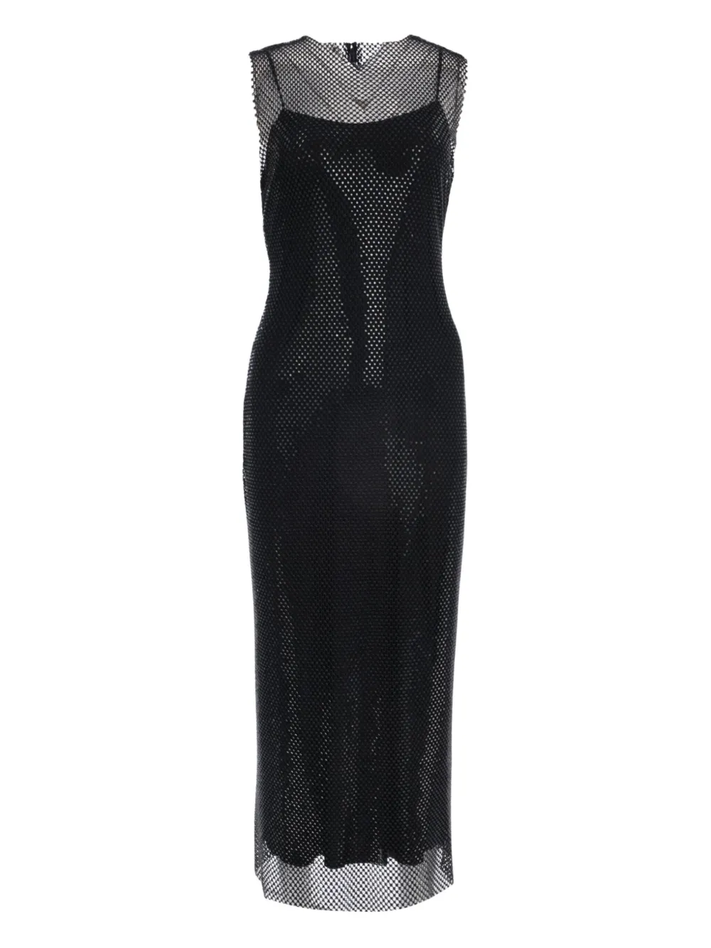 Alberta Ferretti Mesh-paneled Midi Dress In Black
