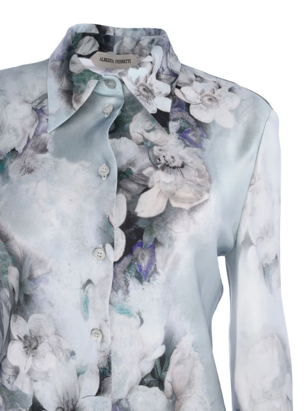 Alberta Ferretti Blouse met bloemenprint en kraag Blauw
