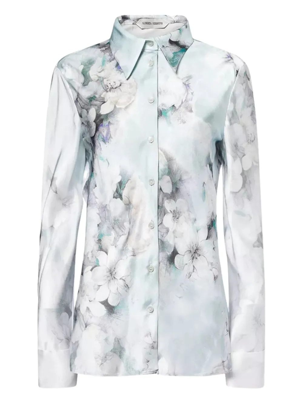 Alberta Ferretti floral-print collared blouse | Blue | Image 1