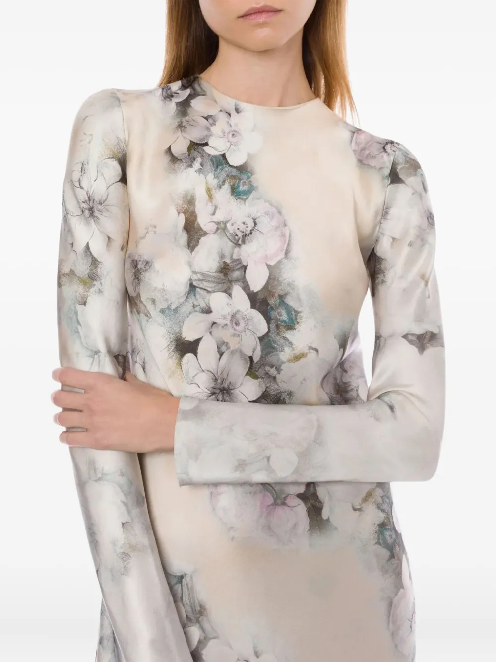 Alberta Ferretti Maxi-jurk met bloemenprint Beige