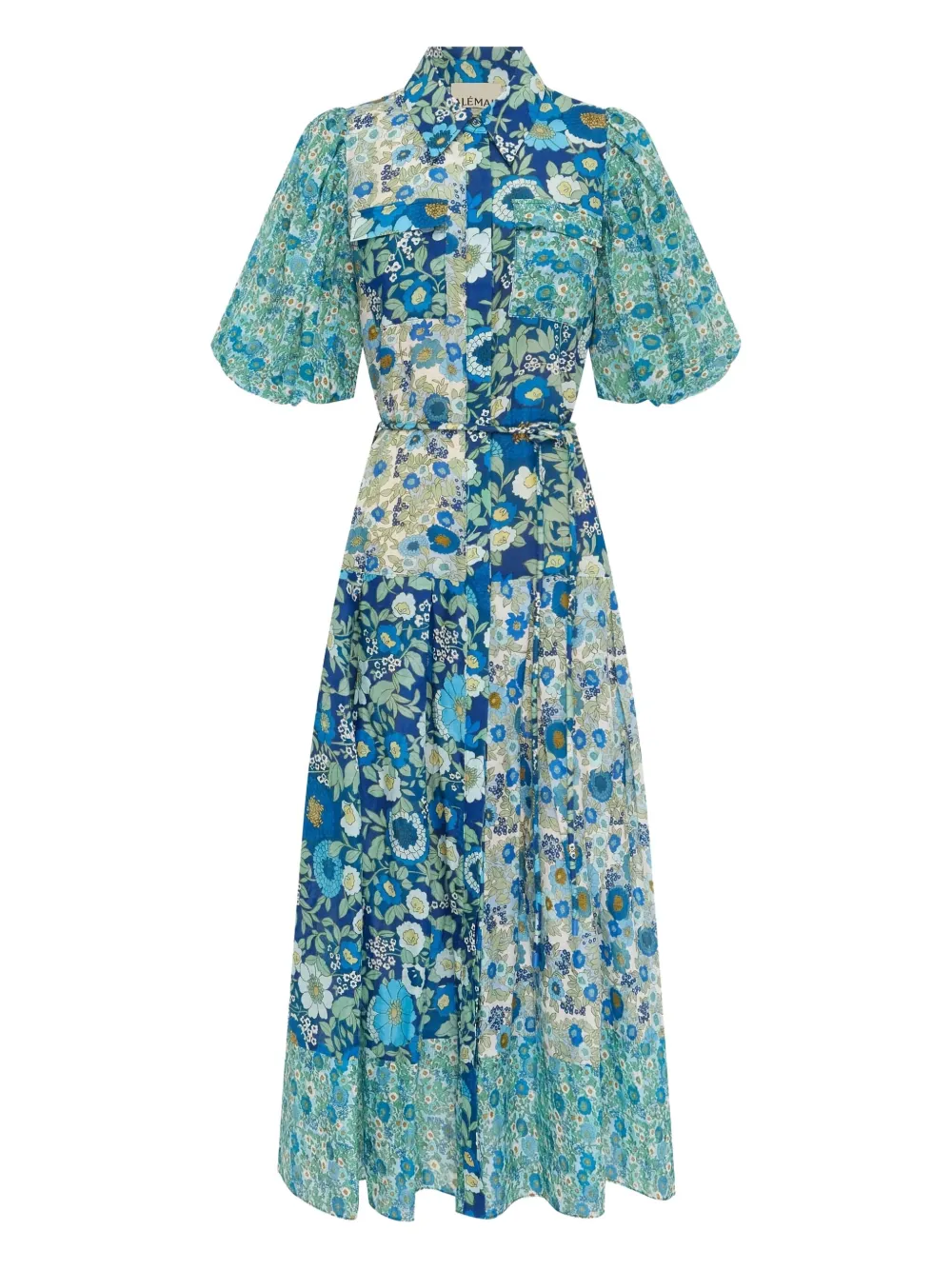 ALEMAIS puff-sleeve floral maxi dress | Blue | Image 1