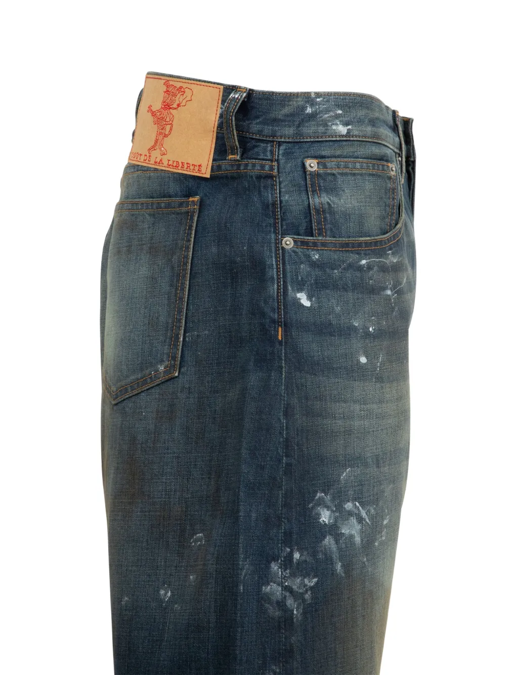 Cout De La Liberte Barrel-leg Paint-splatter Jeans In Blue