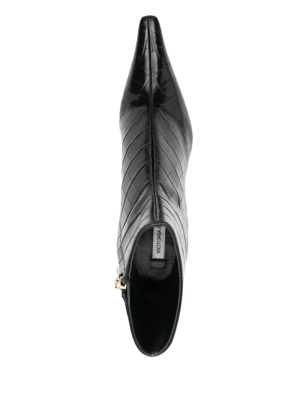 Victoria Beckham Sloan laarzen met krokodillen-reliëf en puntige neus Zwart