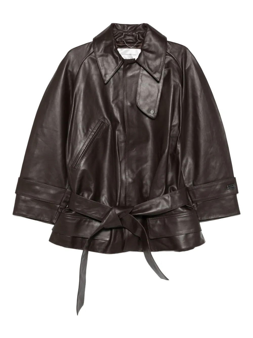 Victoria Beckham belted leather coat – Brown