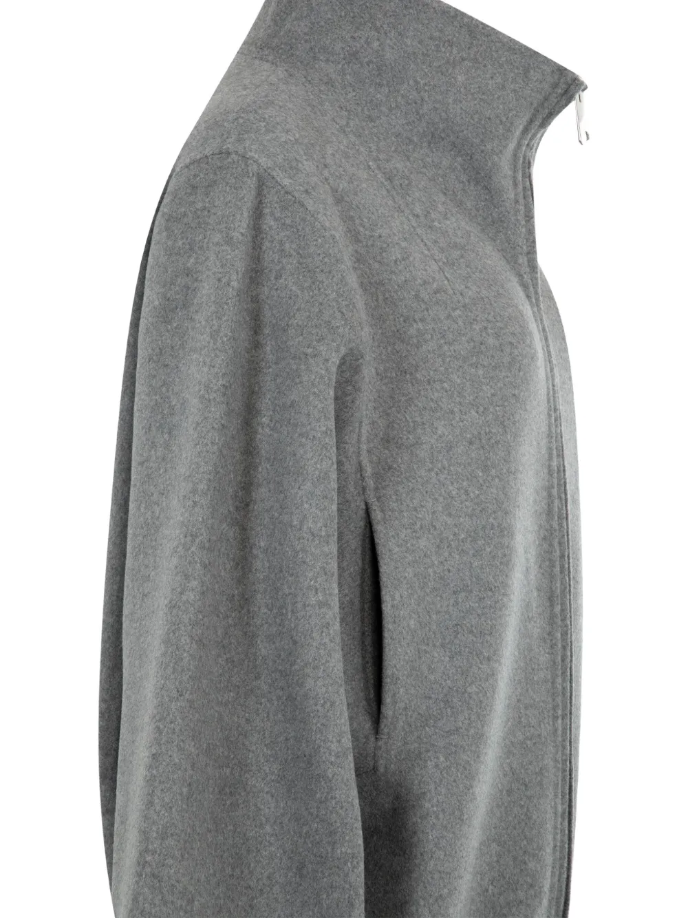 Khaite Garret High-neck Zip-front Jacket In Gray
