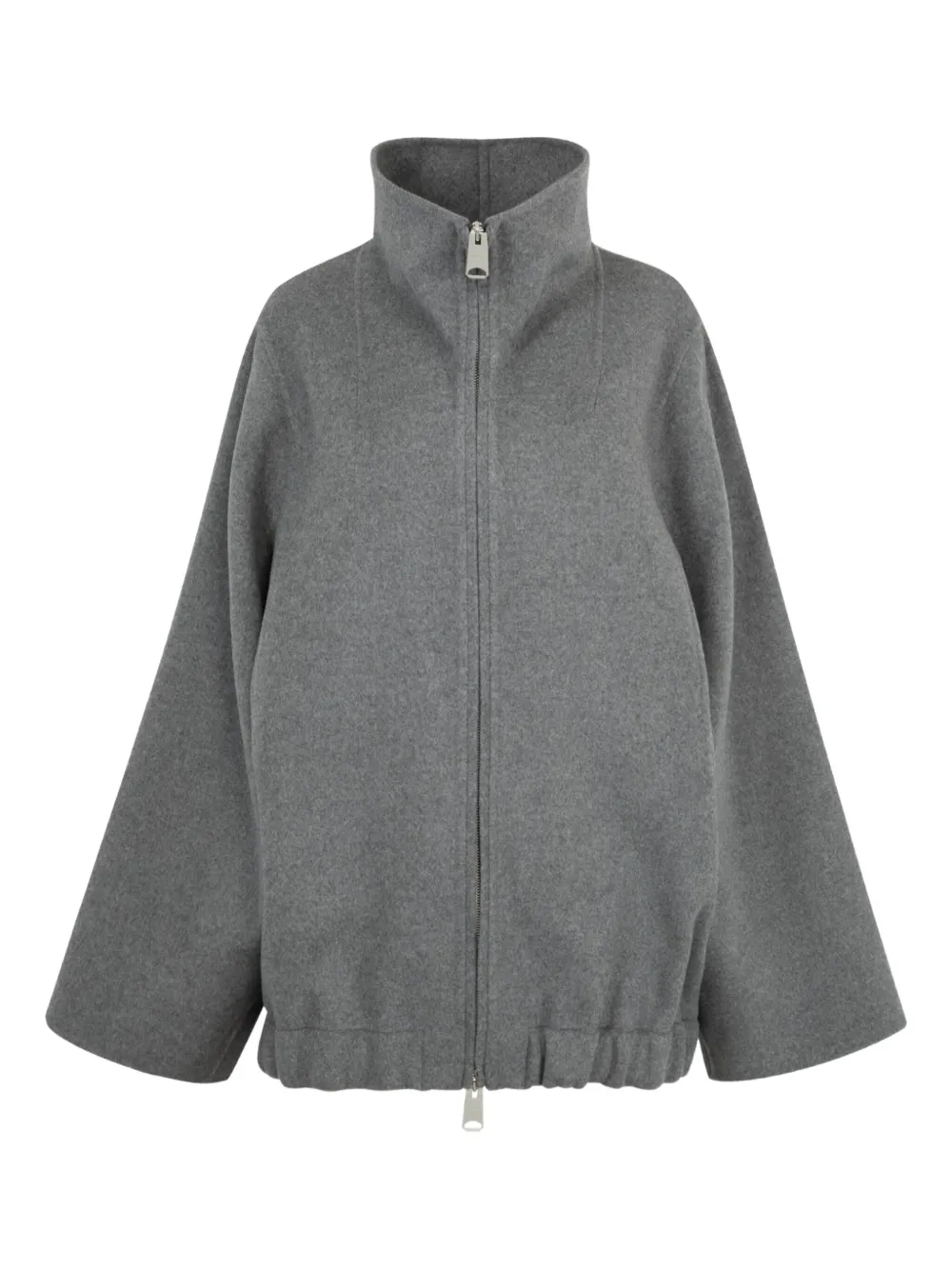 Khaite Garret High-neck Zip-front Jacket In Gray