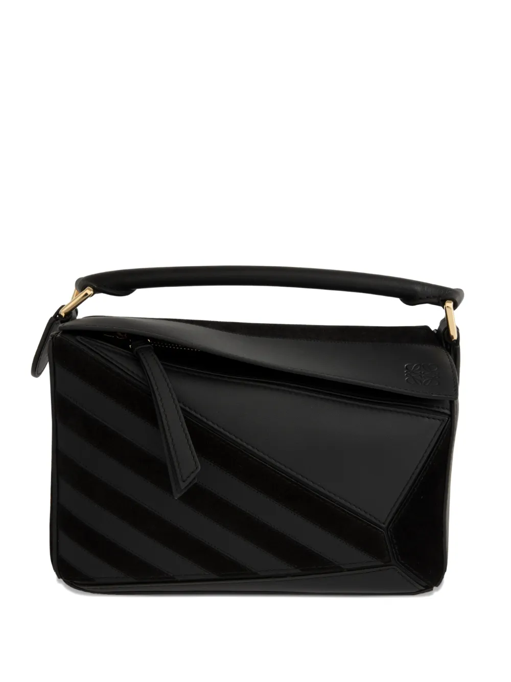 Loewe Puzzle Suede Clutch Bag In Black