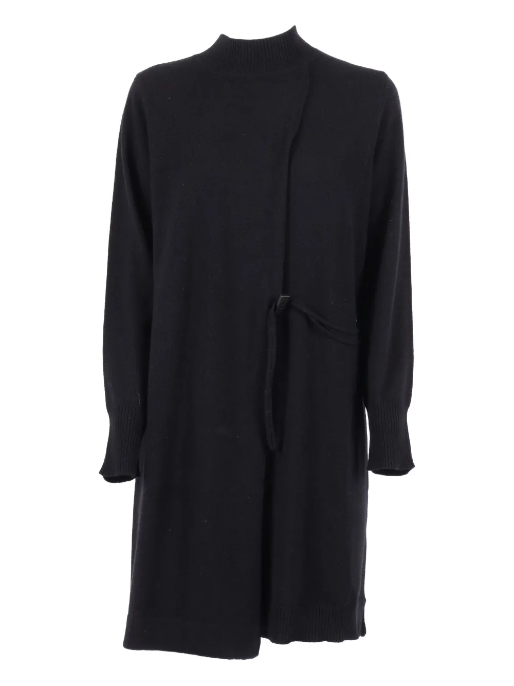 Kangra Cashmere Asymmetric Tie Dress In Black