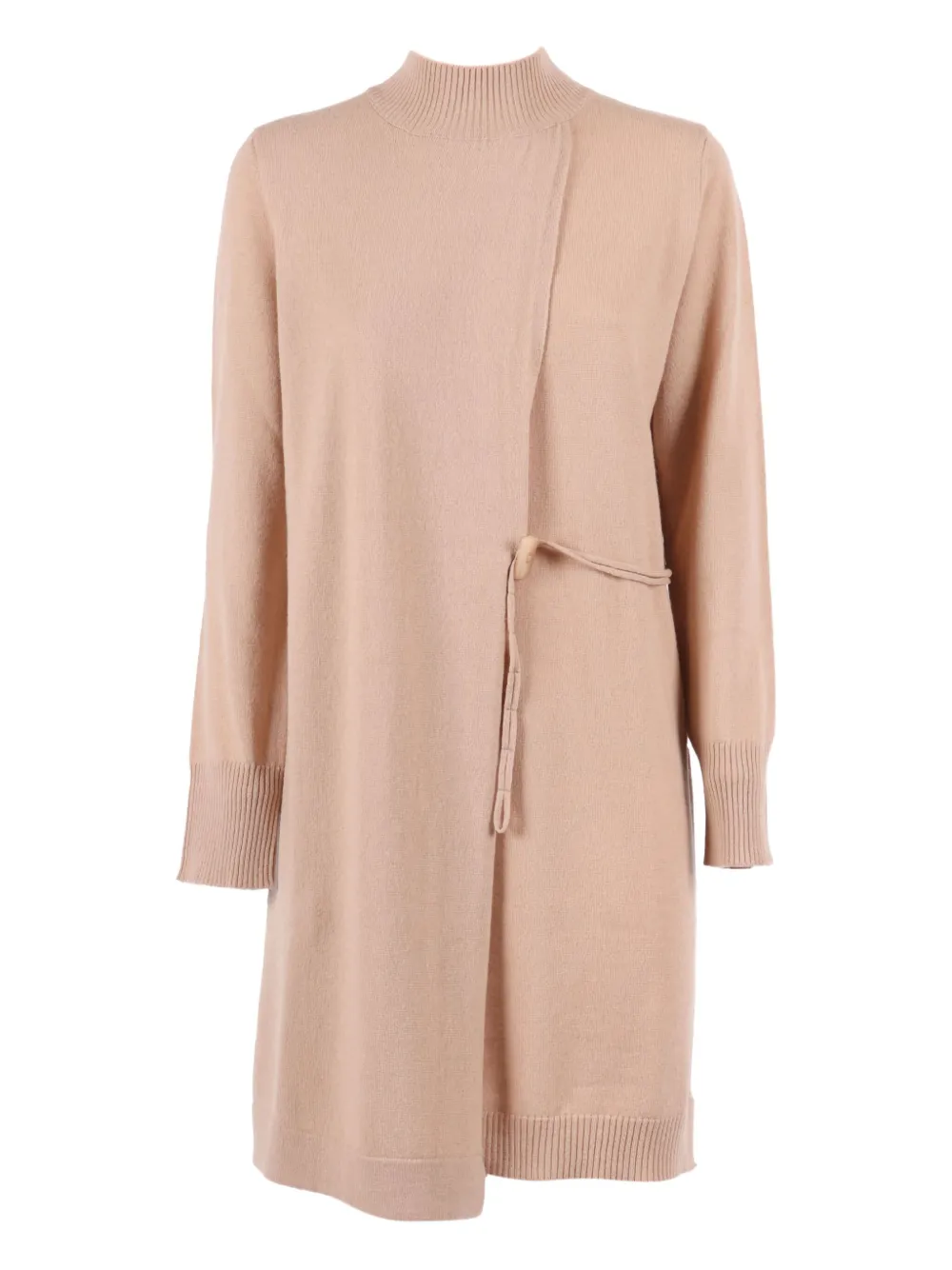 Kangra Cashmere Asymmetric Tie Mini Dress In Neutral