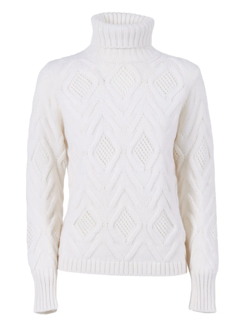 Kangra Cashmere Roll-neck Diamond-pattern Sweater In White