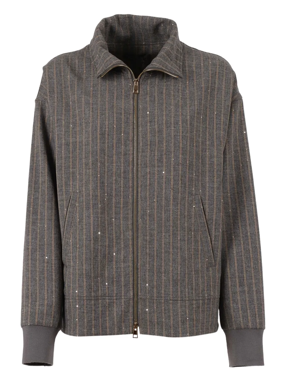 Lorena Antoniazzi pinstripe sequin-embellished jacket Grijs