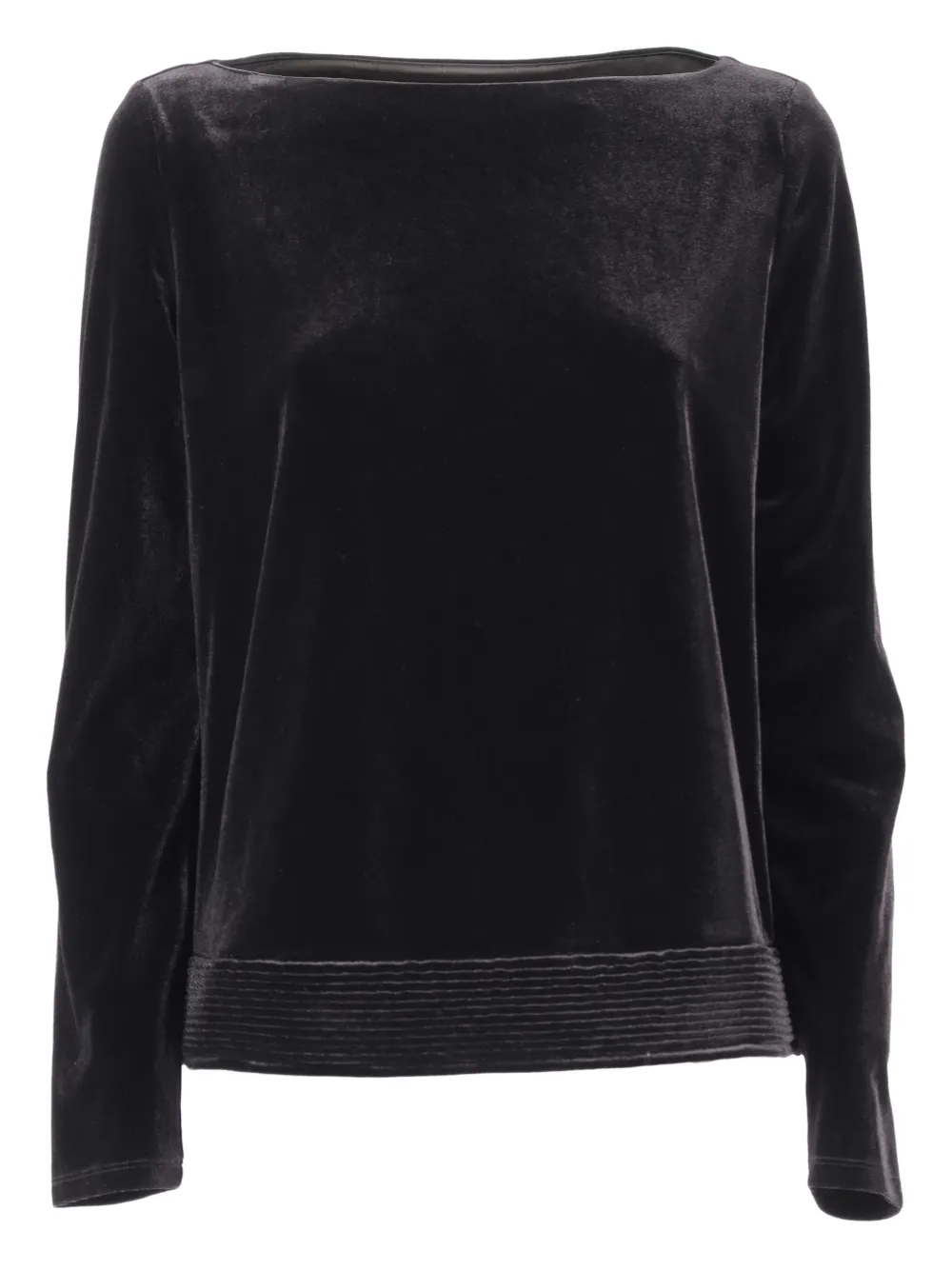 Emporio Armani Chenille Ribbed Sweatshirt In Black
