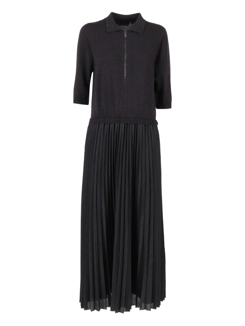 Lorena Antoniazzi pleated zip-front maxi dress Zwart