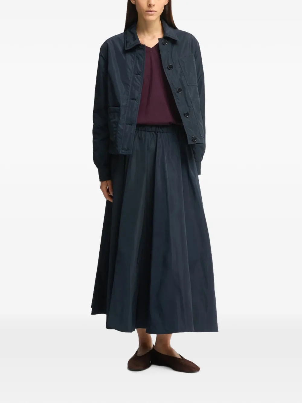 ASPESI Plooirok met elastische taille Blauw